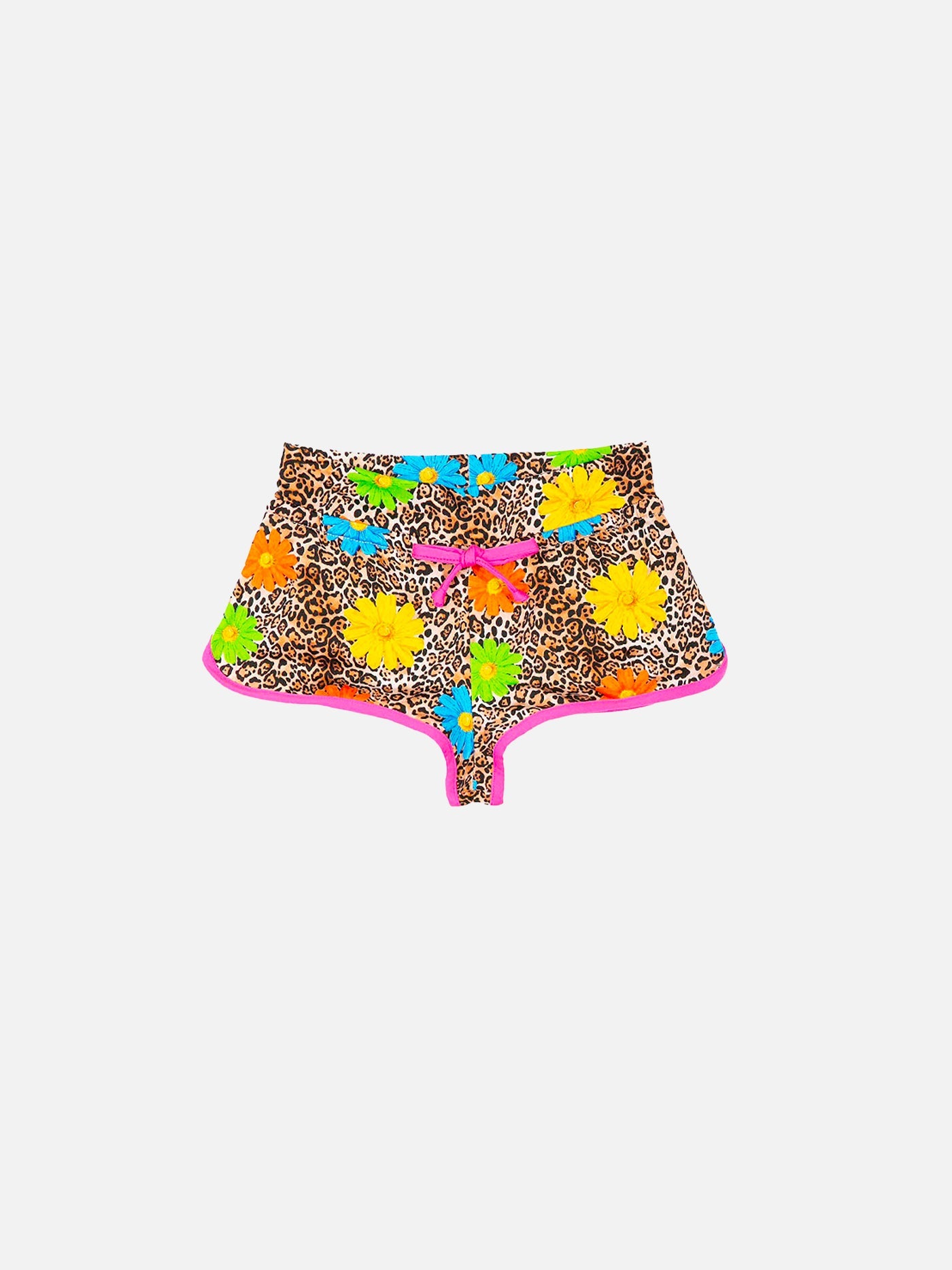 Girl Beach Shorts With Daisy Smile Print Brown Pant