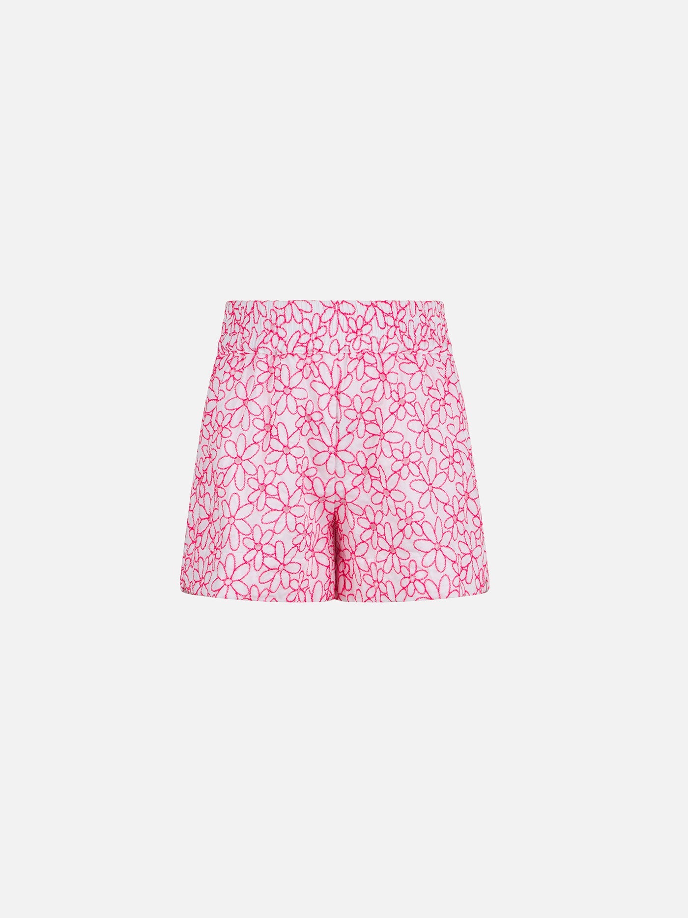 Girl Cotton Shorts With Daisy Embroidery White Pant