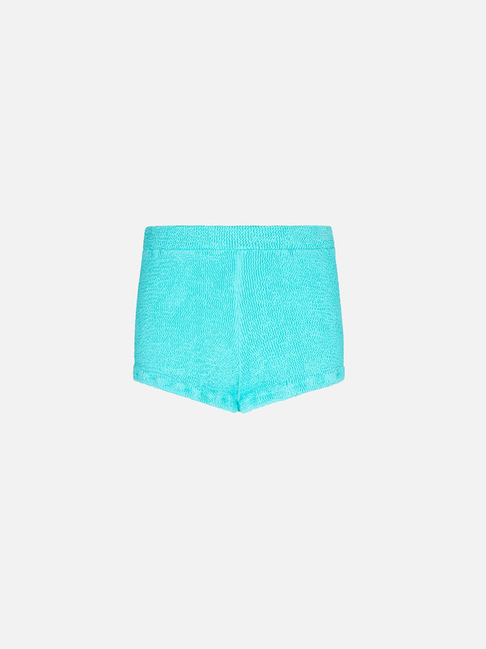 Girl Water Green Crinkle Shorts Pant