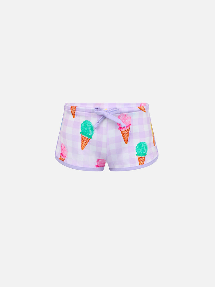 Beach Shorts Coco With Ice Cream Print Pink Pant
