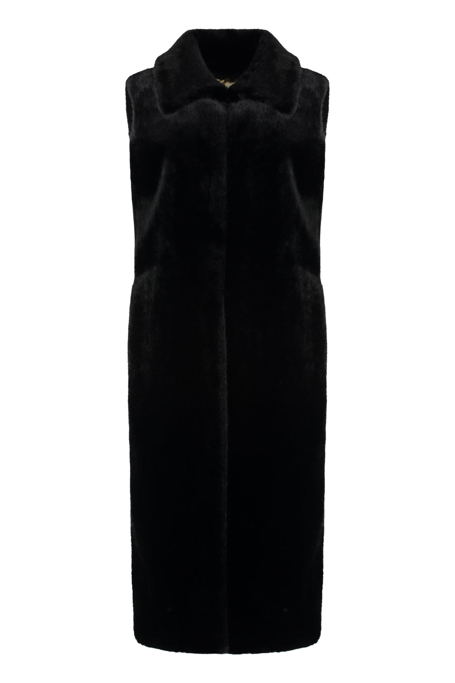 Faux Fur Waistcoat Scarlet Black Polyester & Shearling Coats