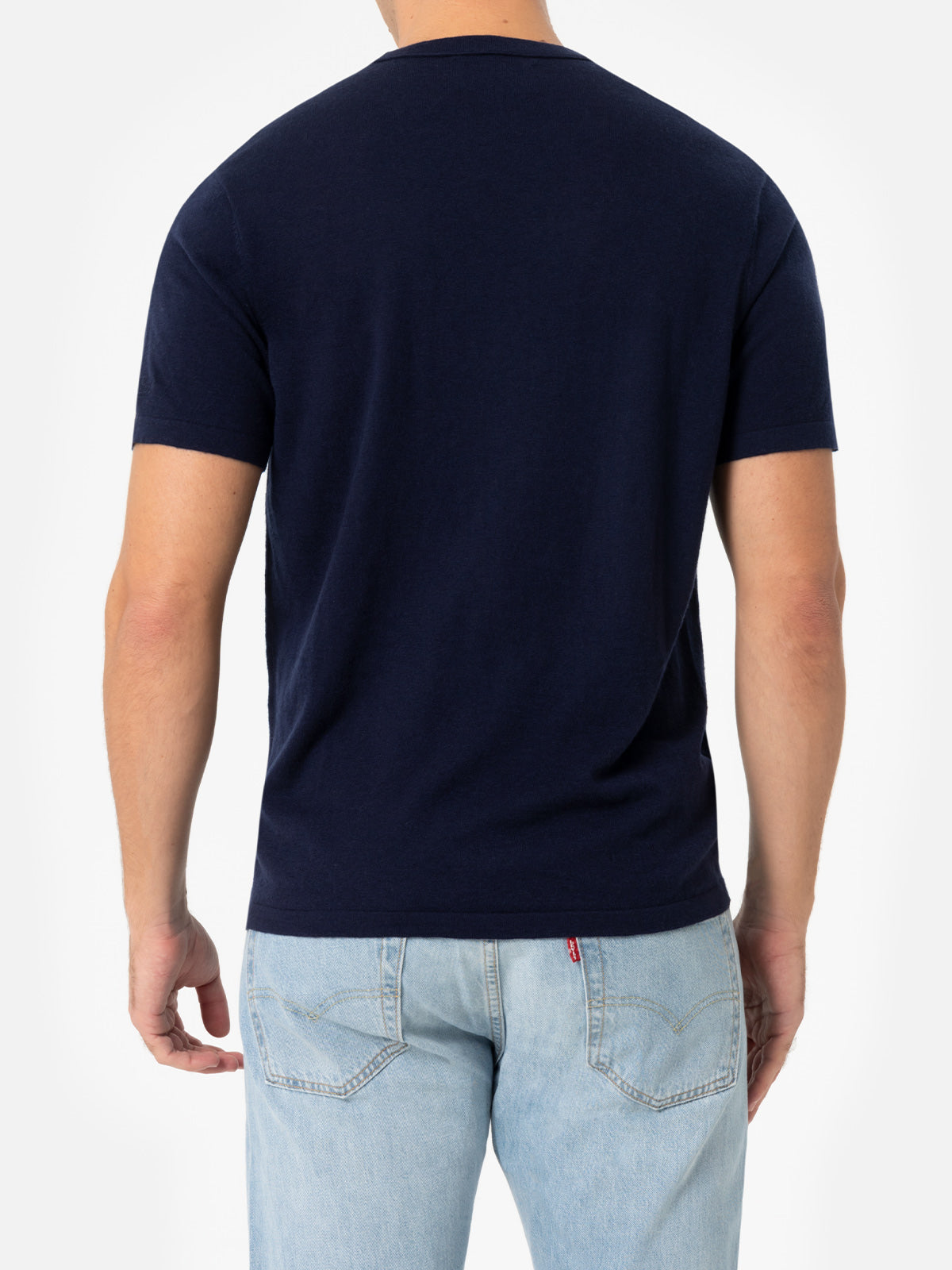 Navy Blue T-Shirt Scott Merino Wool And Cashmere