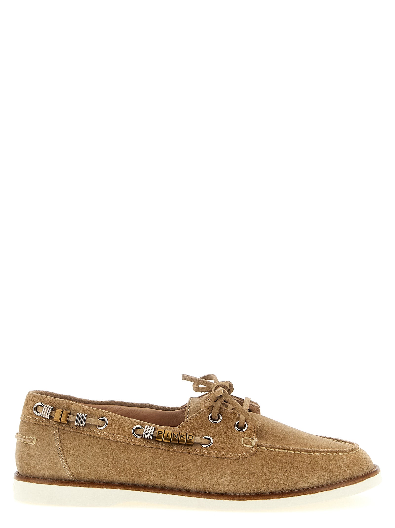 Grace 01 boat shoe Beige Calfskin Leather (bos Taurus) Loafers