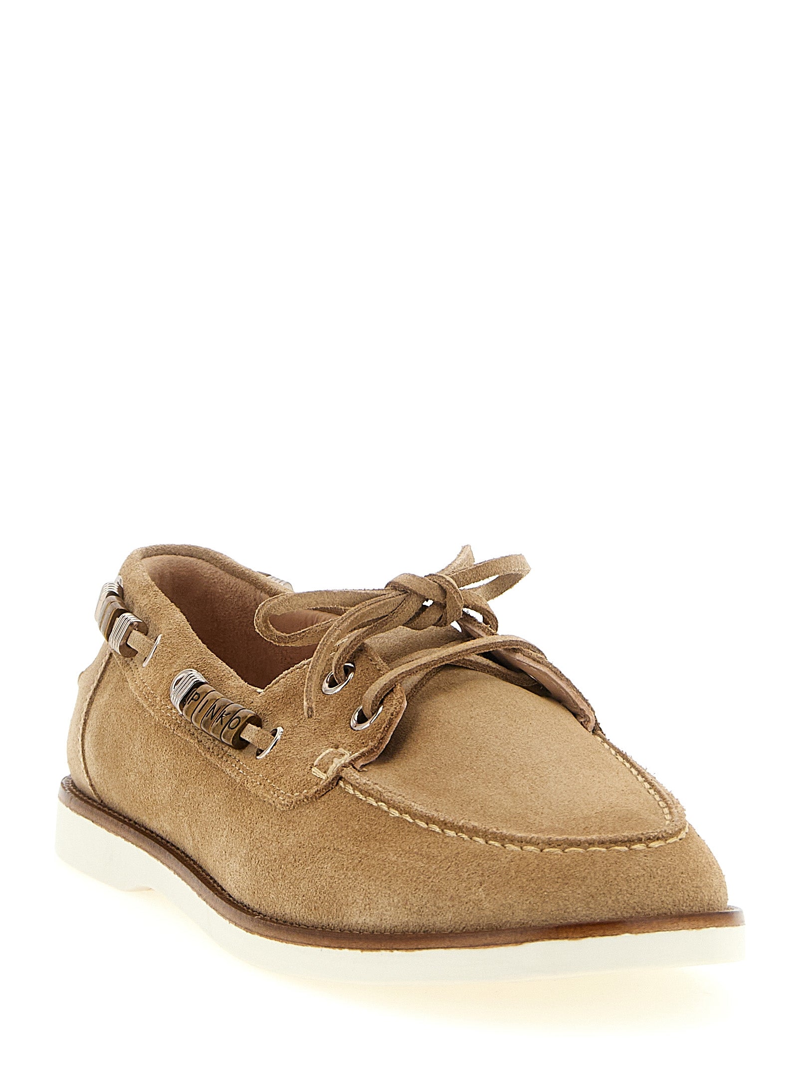 Grace 01 boat shoe Beige Calfskin Leather (bos Taurus) Loafers