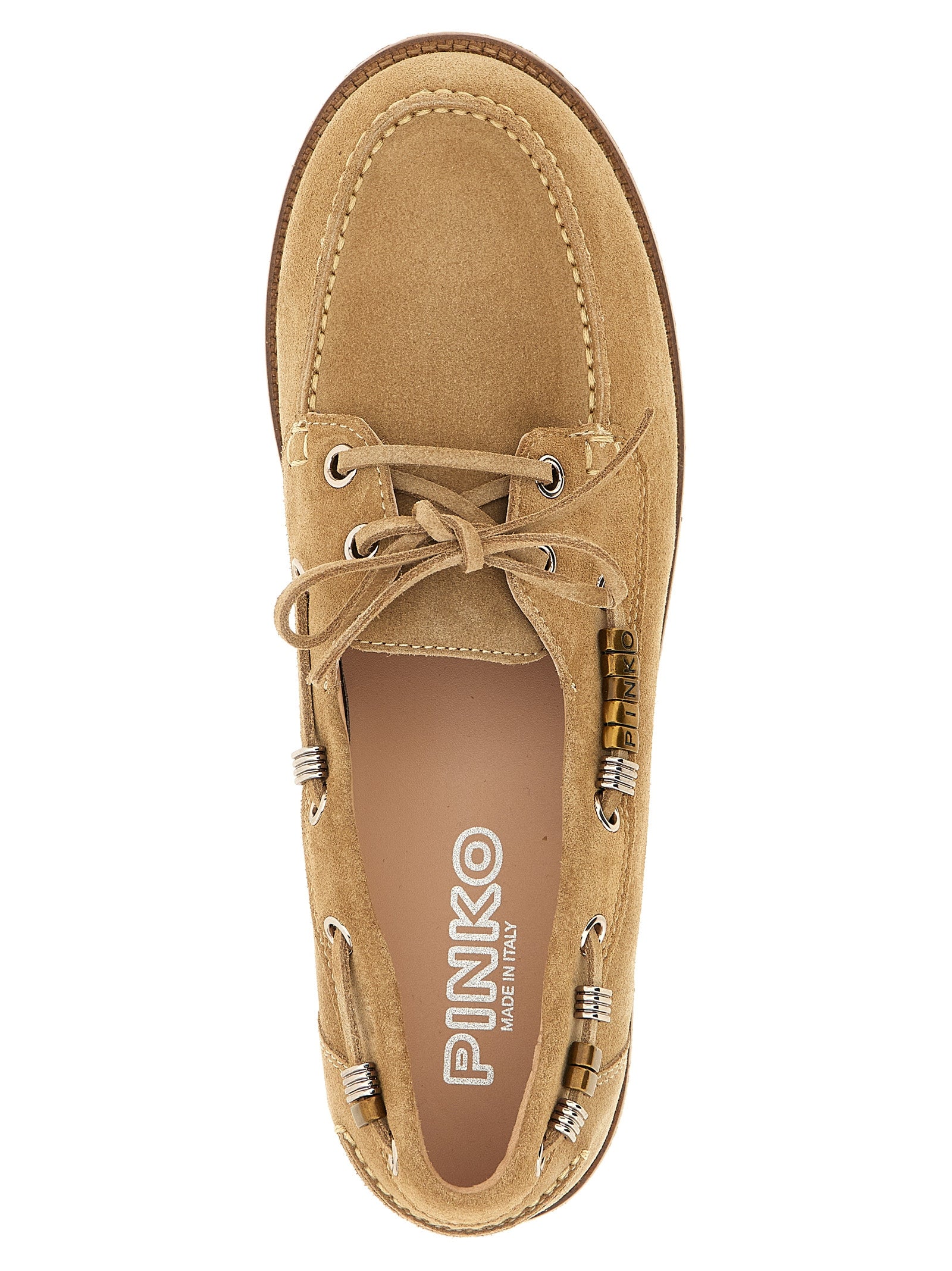 Grace 01 boat shoe Beige Calfskin Leather (bos Taurus) Loafers