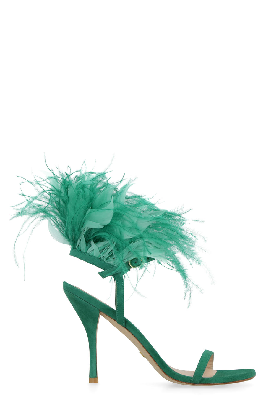 Plume Suede Sandals Green Leather