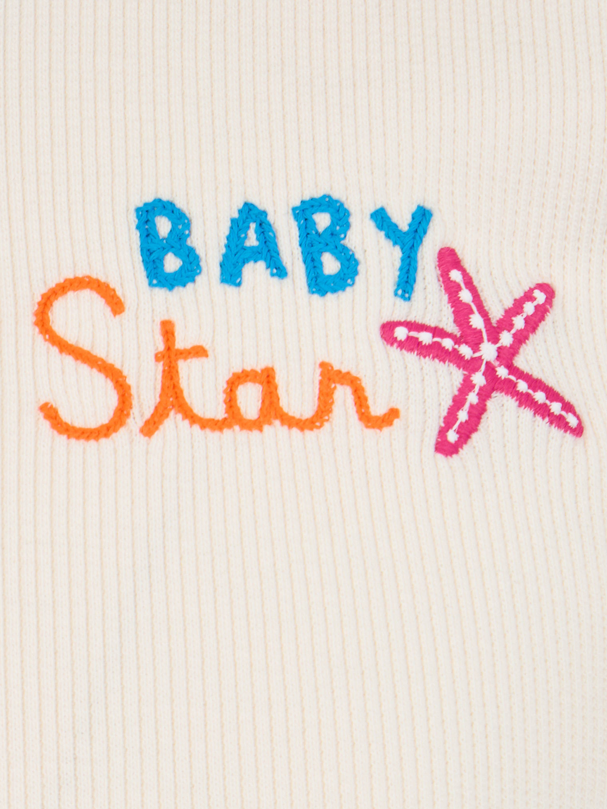 Girl Ribbed T-Shirt Serena Jr With Baby Star Embroidery White