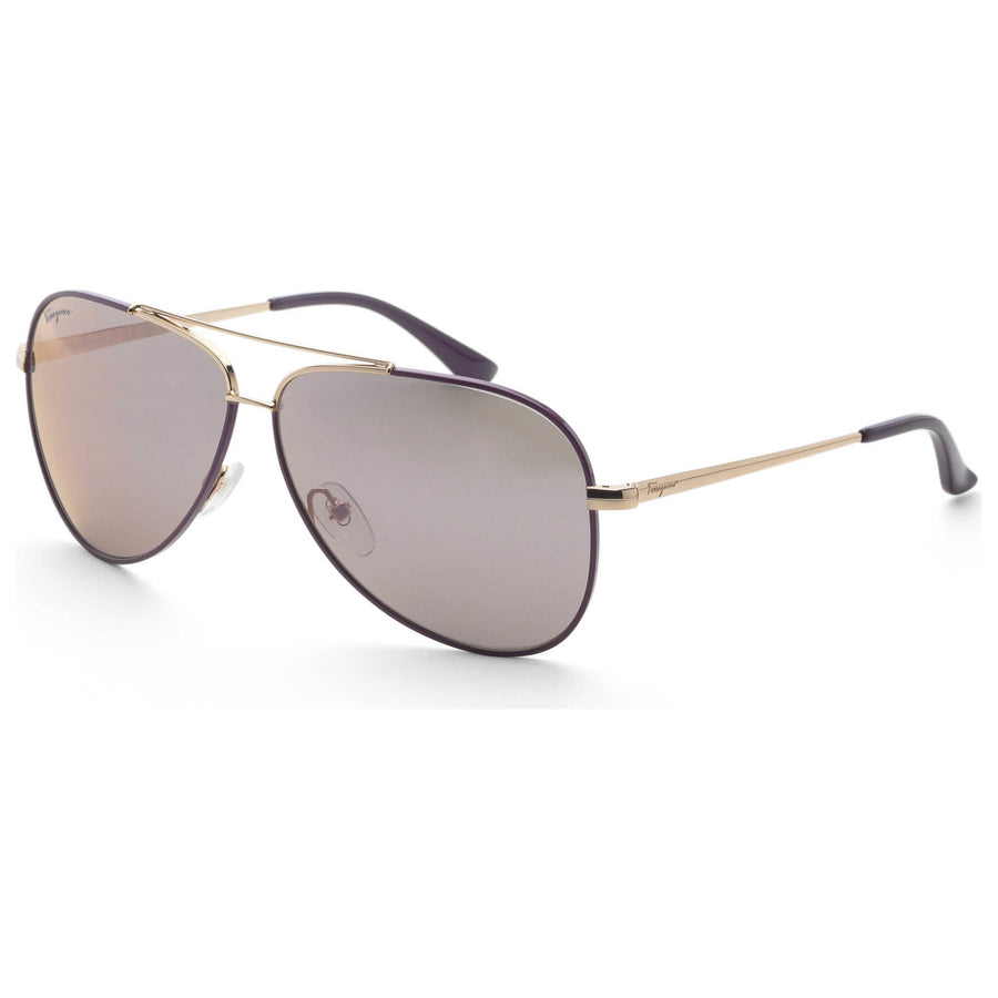 Ferragamo Womens Fashion 60 Mm Shiny Light Gold And Purple Sunglasses Sf131s-736 One Color