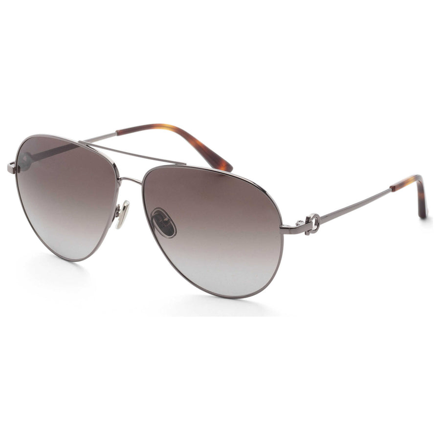 Preloved - Ferragamo Mens 61 Mm Shiny Dark Ruthenium Sunglasses Sf269s-069-61 One Color