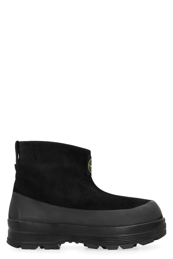 Suede Platform Ankle Boots Black Calfskin
