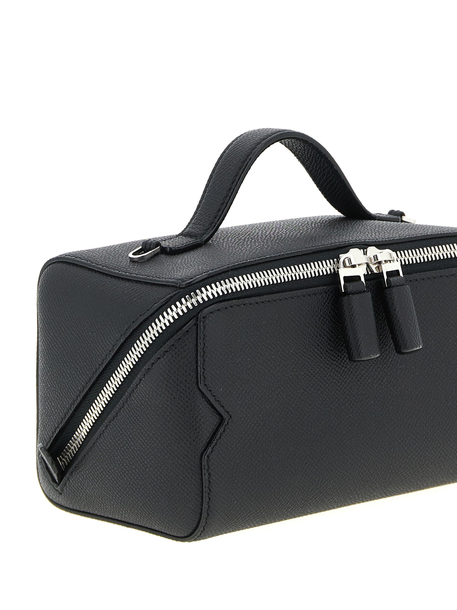 V-Line crossbody bag Black Calfskin Leather (bos Taurus)