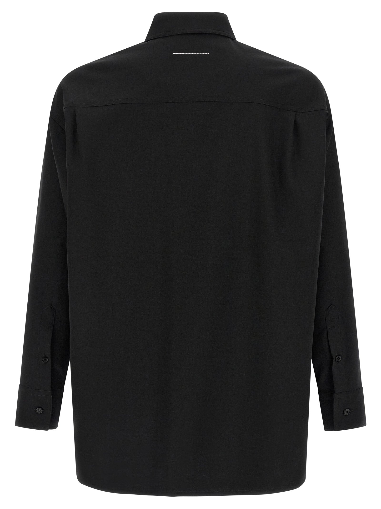 Jacquard label shirt Black Polyester Wool Elastane Shirt, Blouse