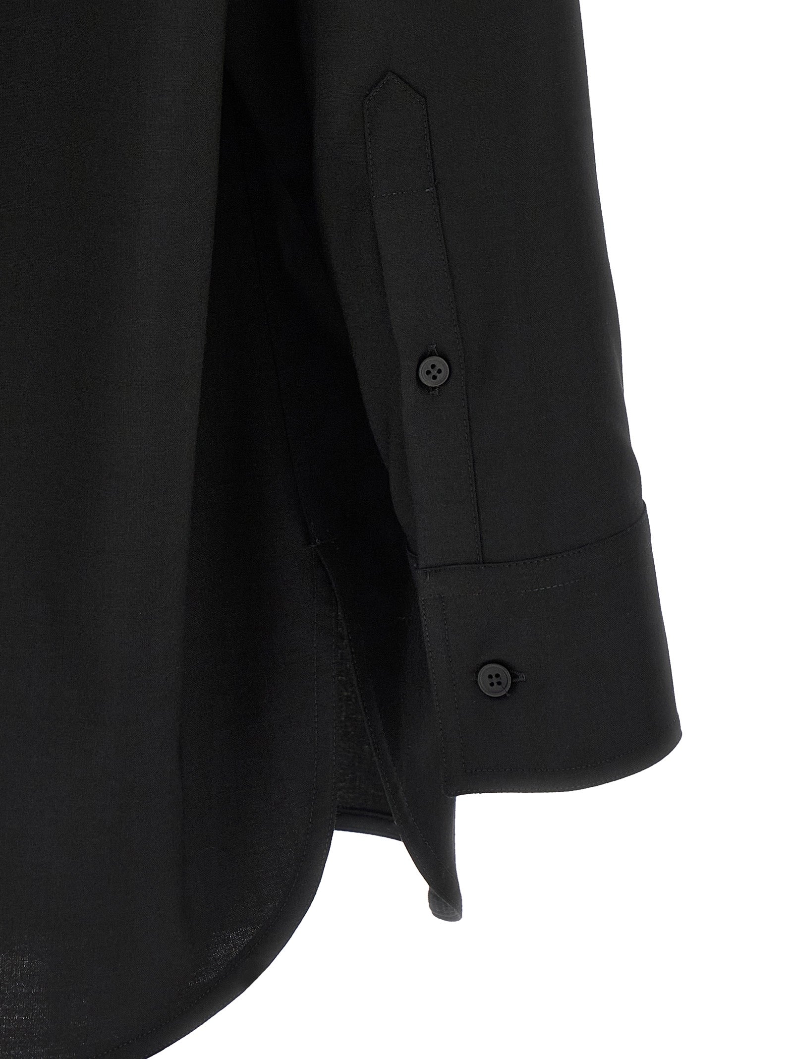 Jacquard label shirt Black Polyester Wool Elastane Shirt, Blouse
