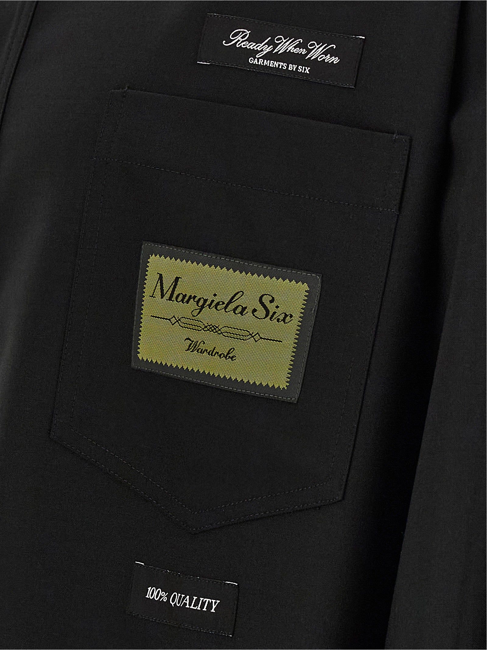 Jacquard label shirt Black Polyester Wool Elastane Shirt, Blouse
