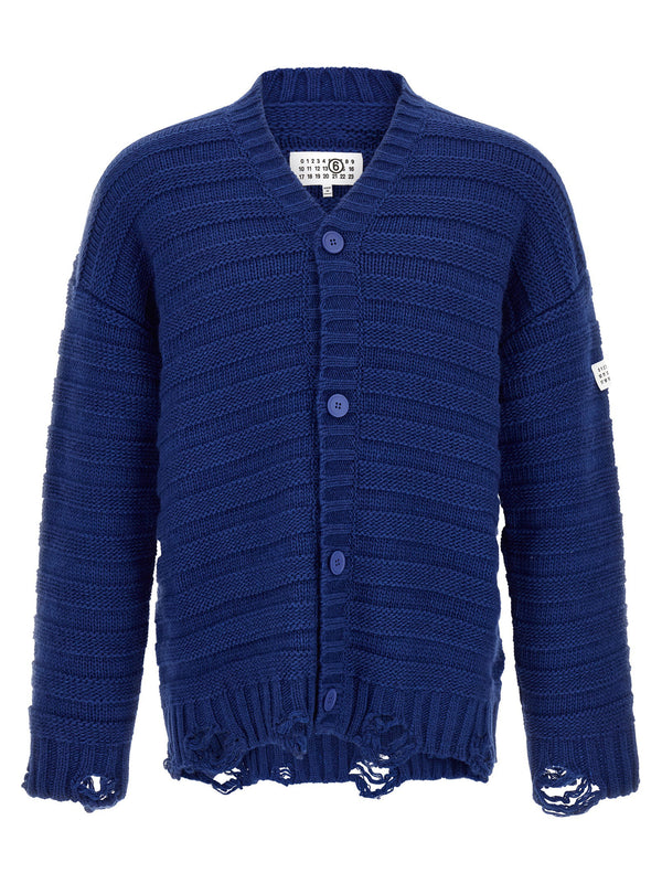 Mm6 Maison Margiela Distressed Wool Cardigan