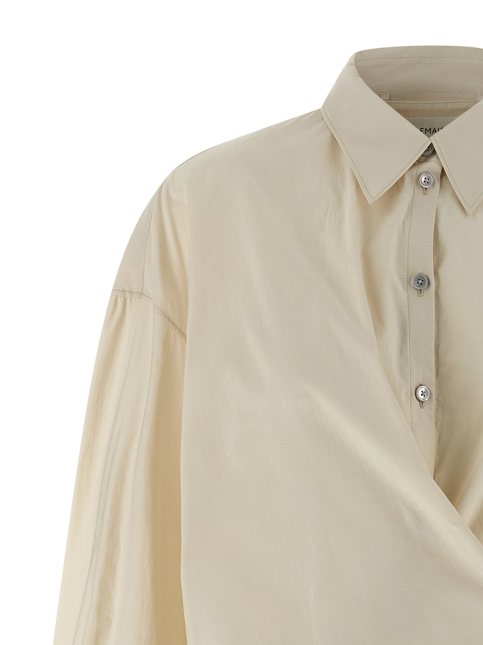 Straight Collar Twisted shirt Beige Cotton Shirt, Blouse