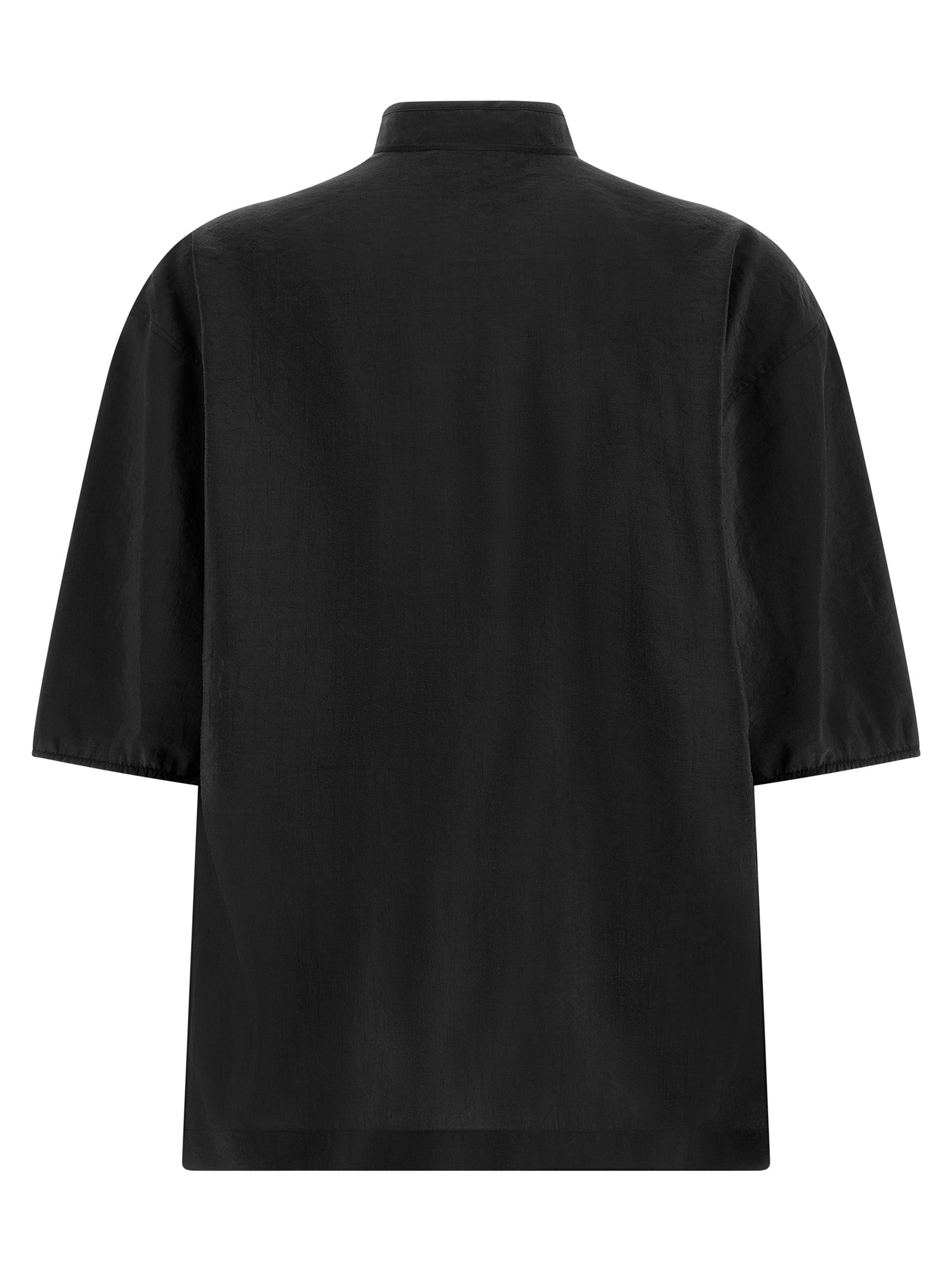 Soft Collar Top Black Silk Tops