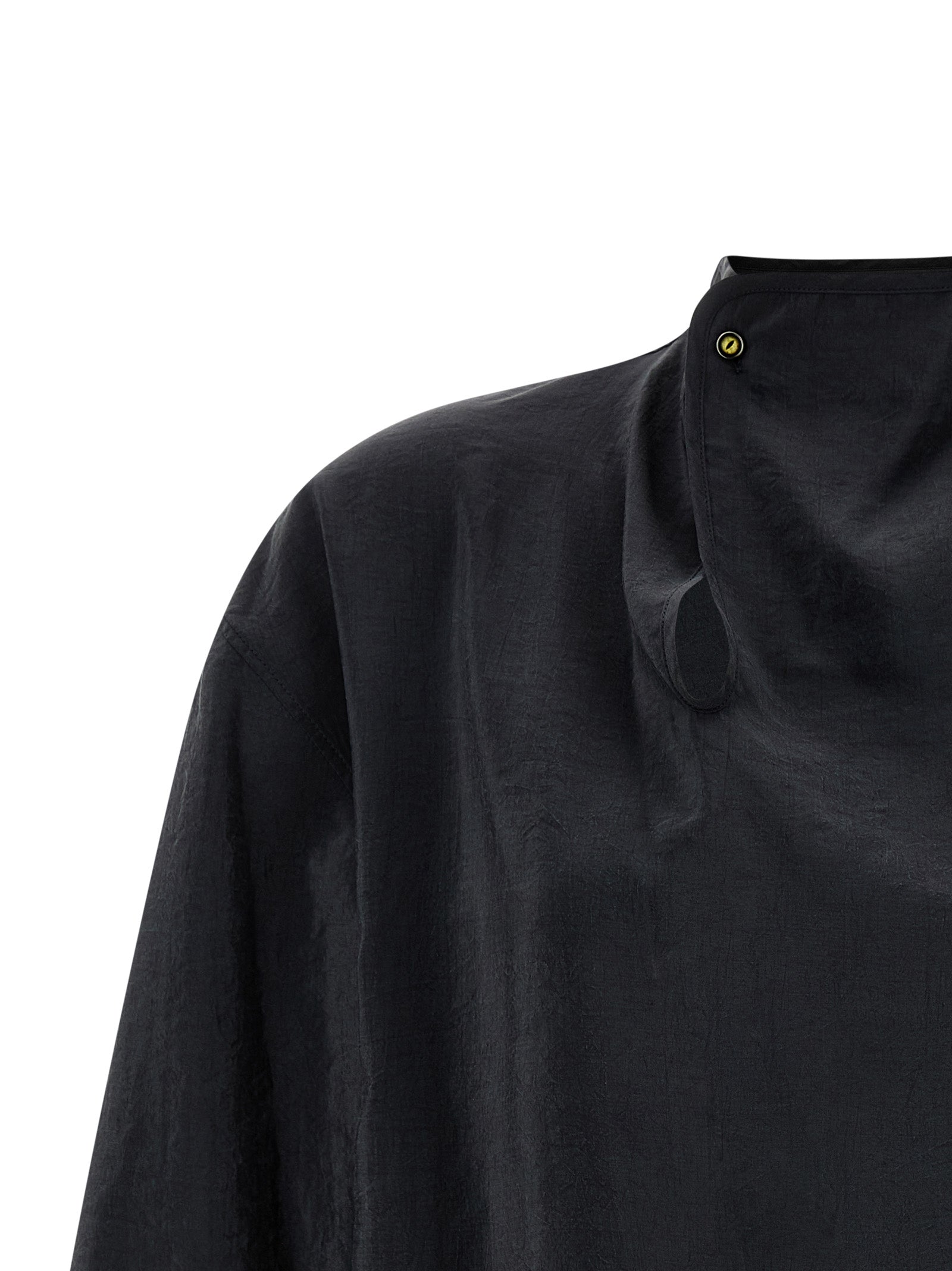 Soft Collar Top Black Silk Tops