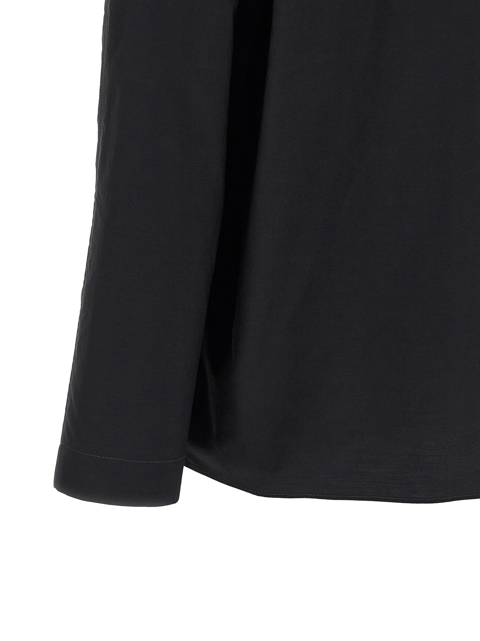 Ascot Blouse Black Cotton Shirt