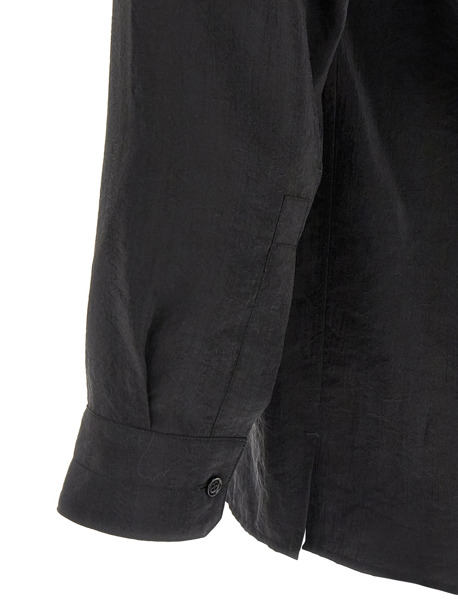 Convertible Collar Shirt Black Silk Shirt, Blouse