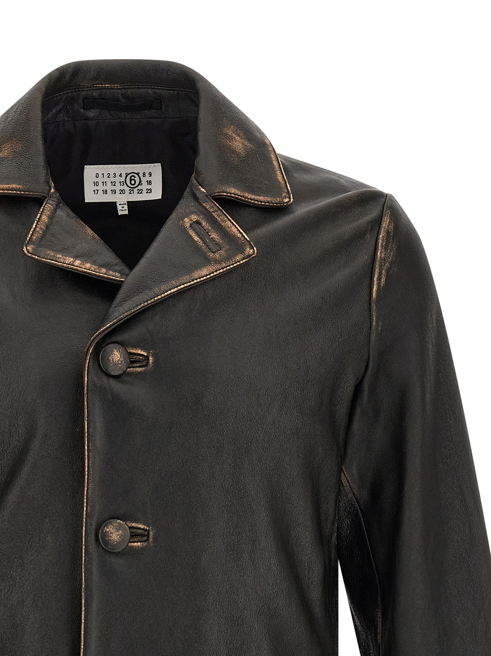 Antiqued Leather Jacket Black Sheepskin Down Jacket, Parka, Casual