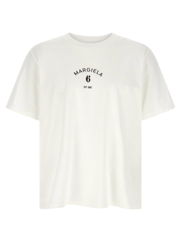 تيشيرت Mm6 Maison Margiela شعار-مطبوع قطن جيرسيه قميص — أبيض