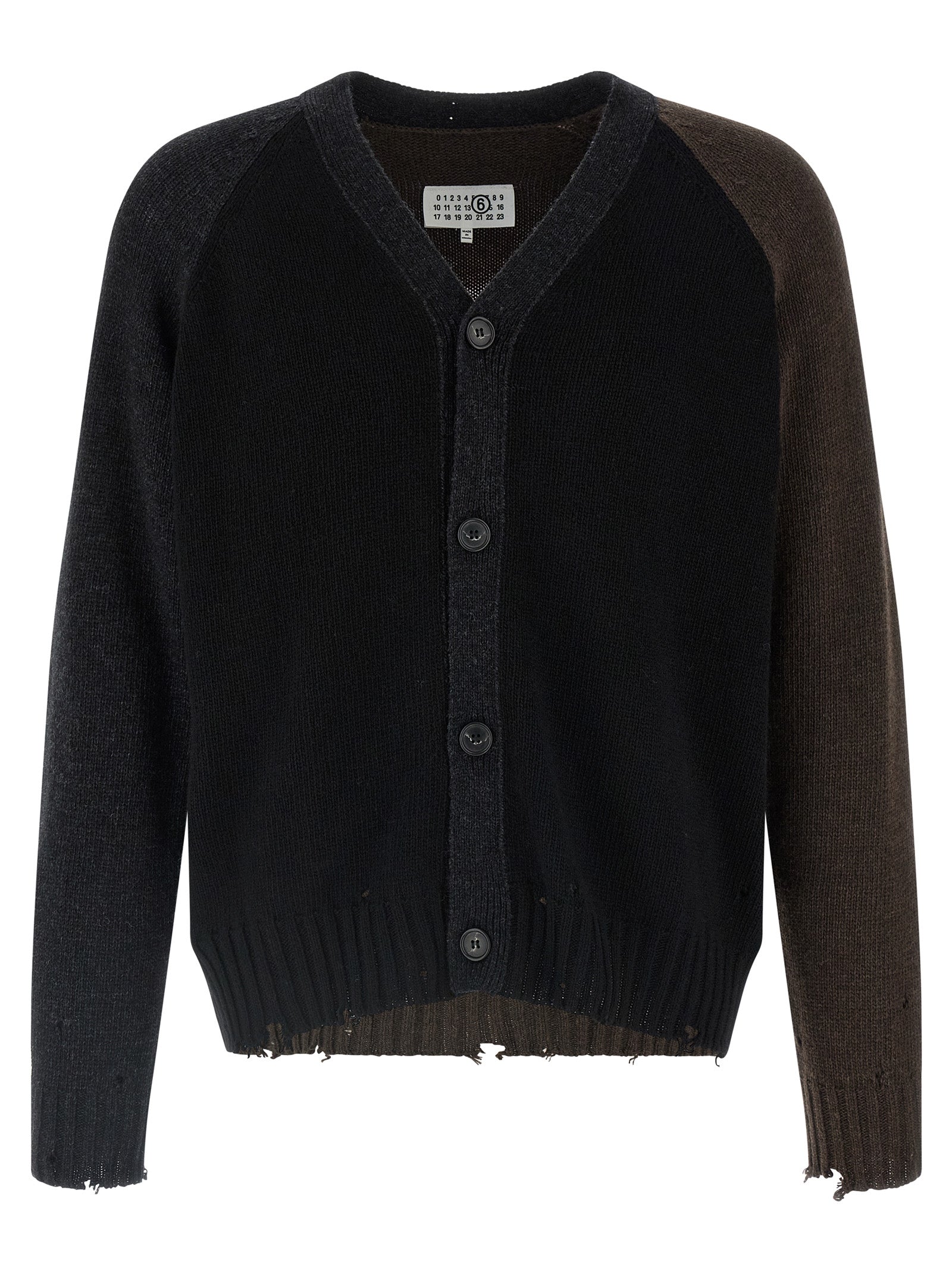 Two-tone suede patch cardigan Multicolor Sweater, Cardigans
