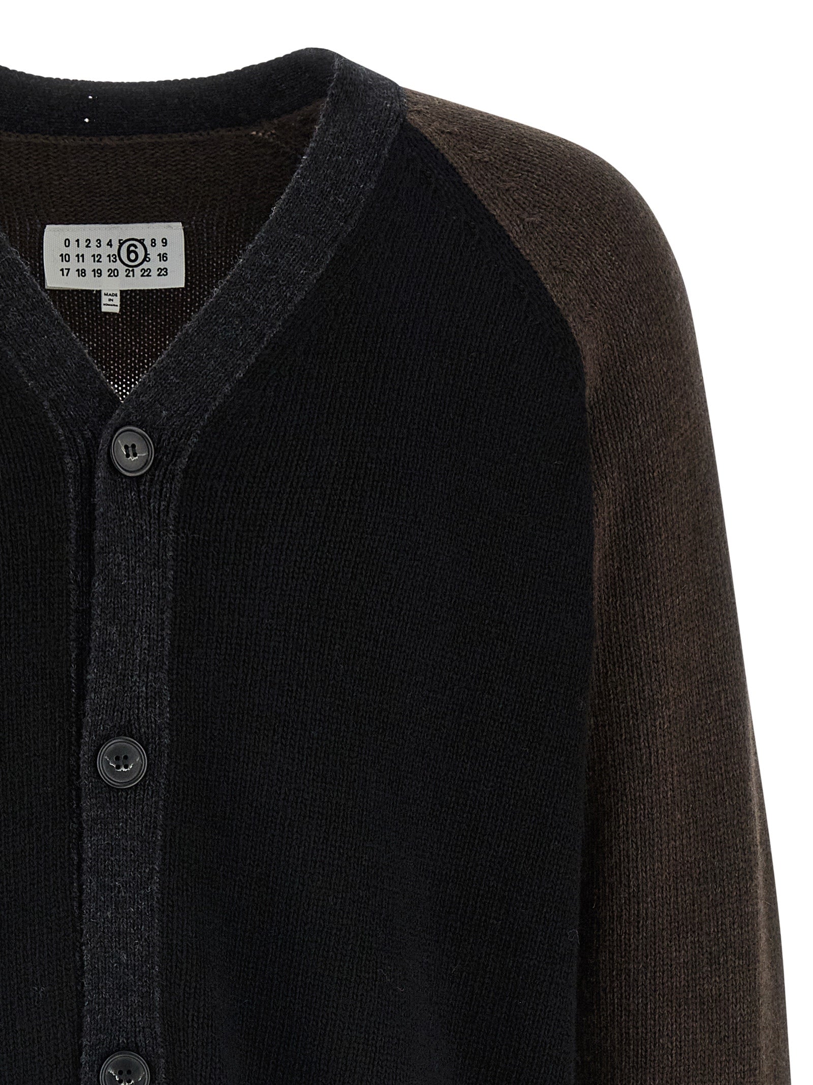 Two-tone suede patch cardigan Multicolor Sweater, Cardigans