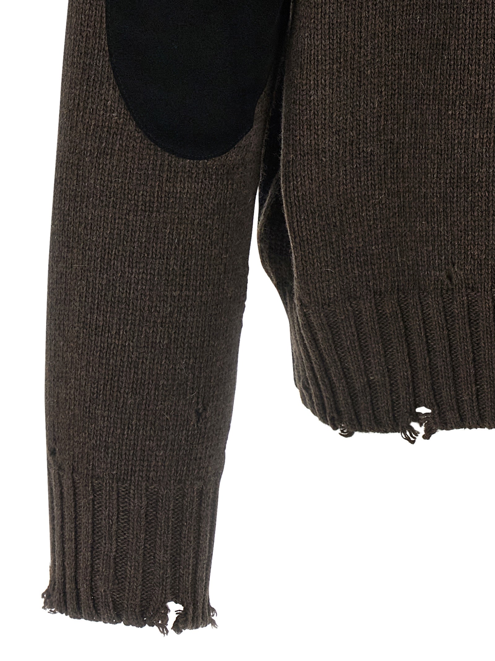 Two-tone suede patch cardigan Multicolor Sweater, Cardigans