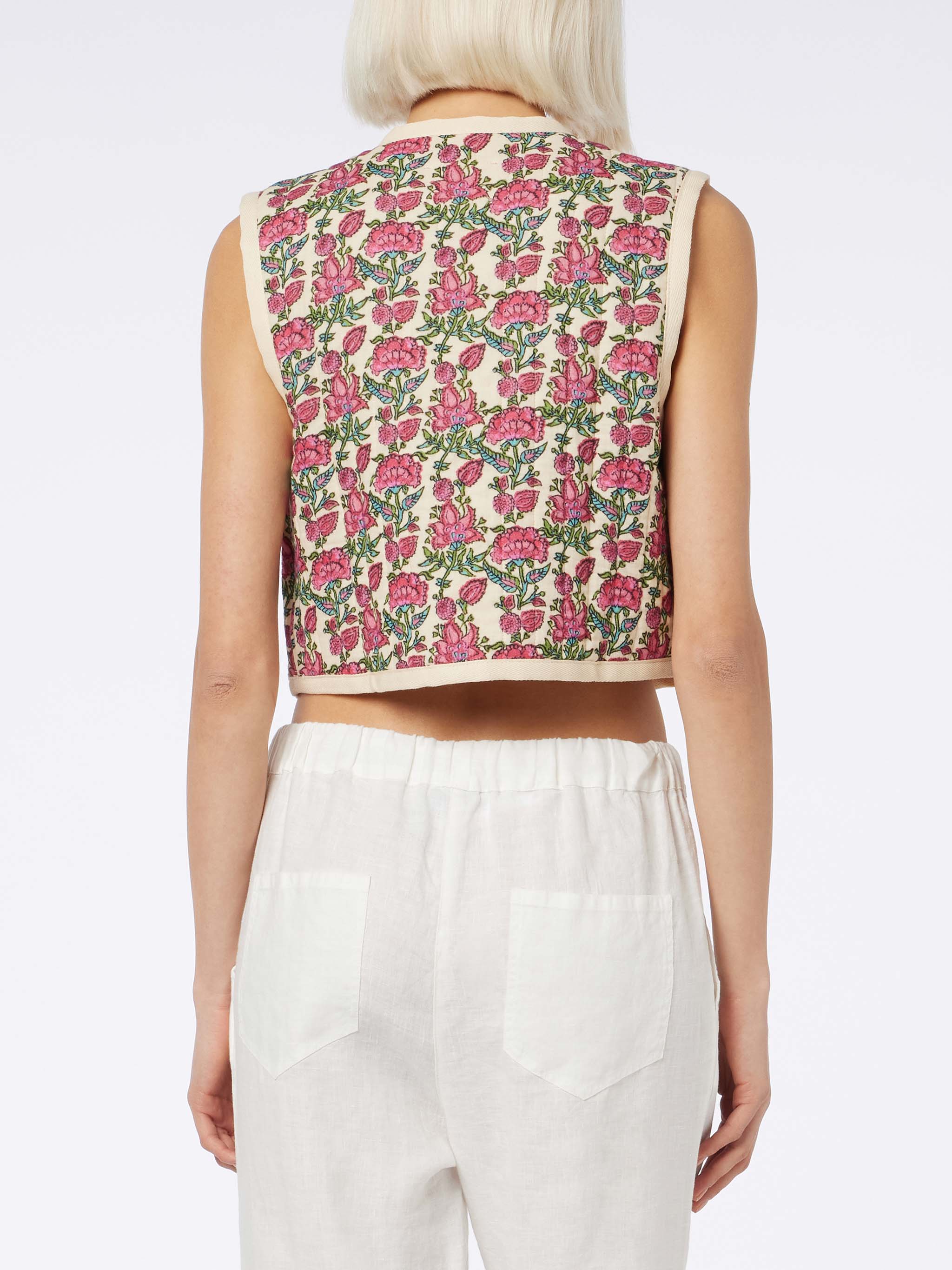 Shilo Padded Floral Print Vest White