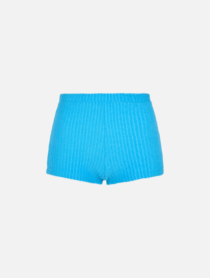 Sherlin Turquoise Striped Terry Shorts Sky Pant