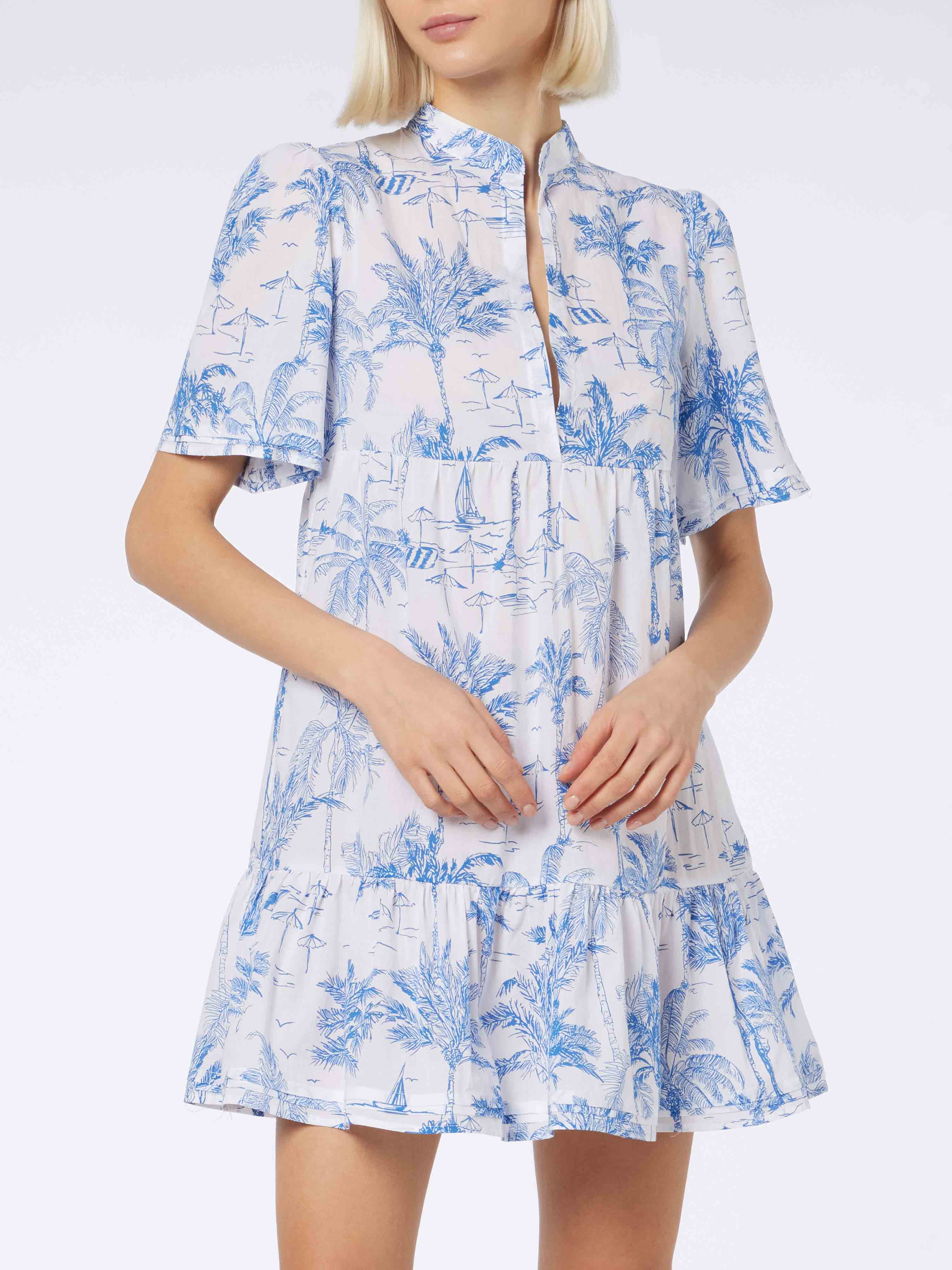 Siara Cotton Voile Toile De Jouy Dress White
