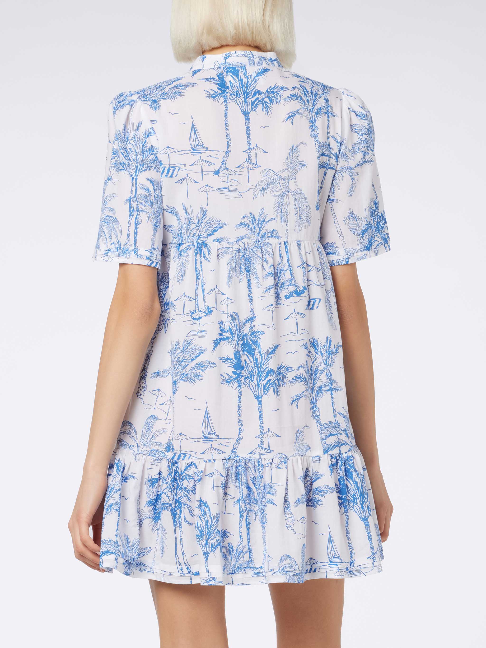 Siara Cotton Voile Toile De Jouy Dress White