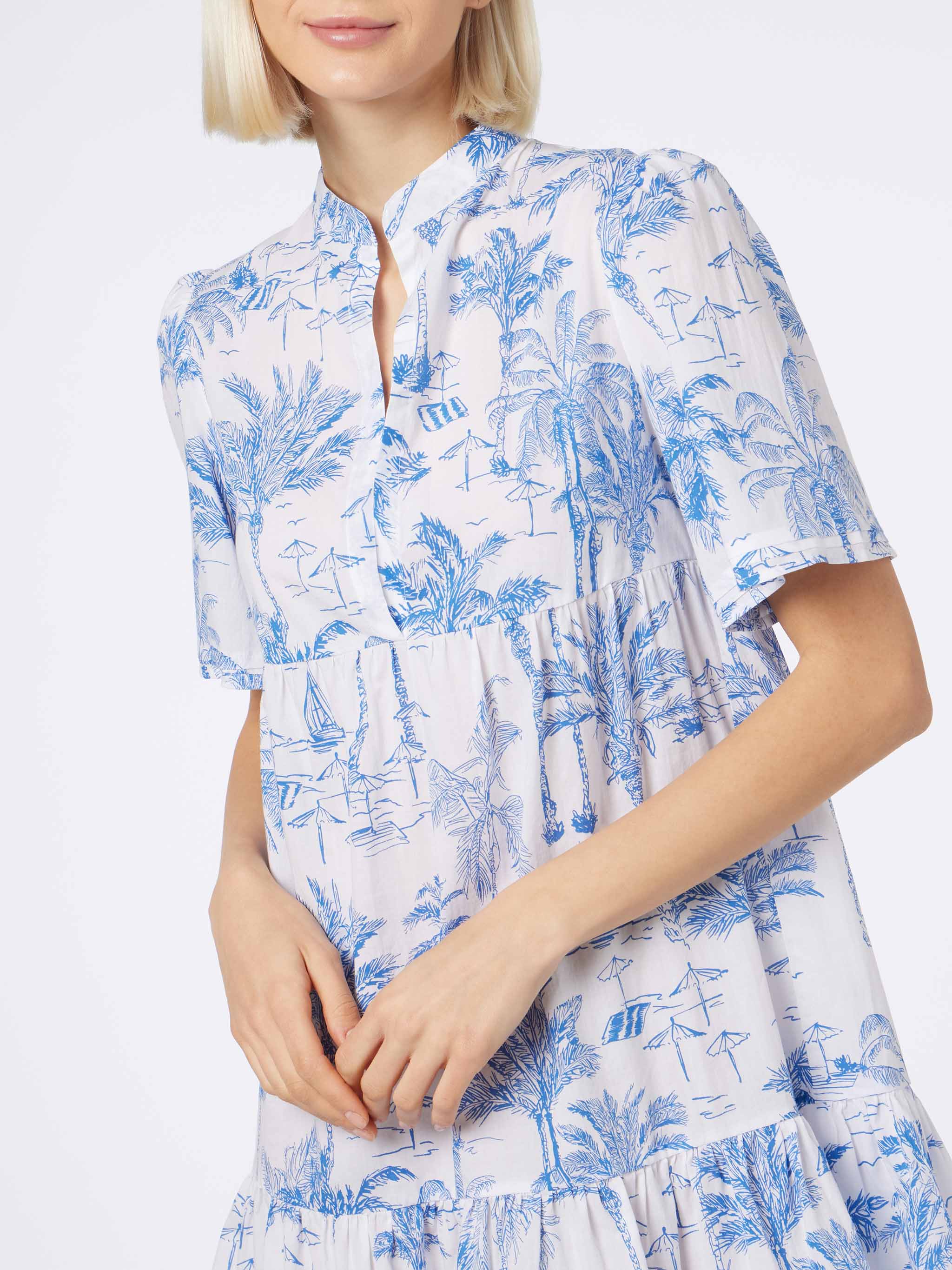 Siara Cotton Voile Toile De Jouy Dress White