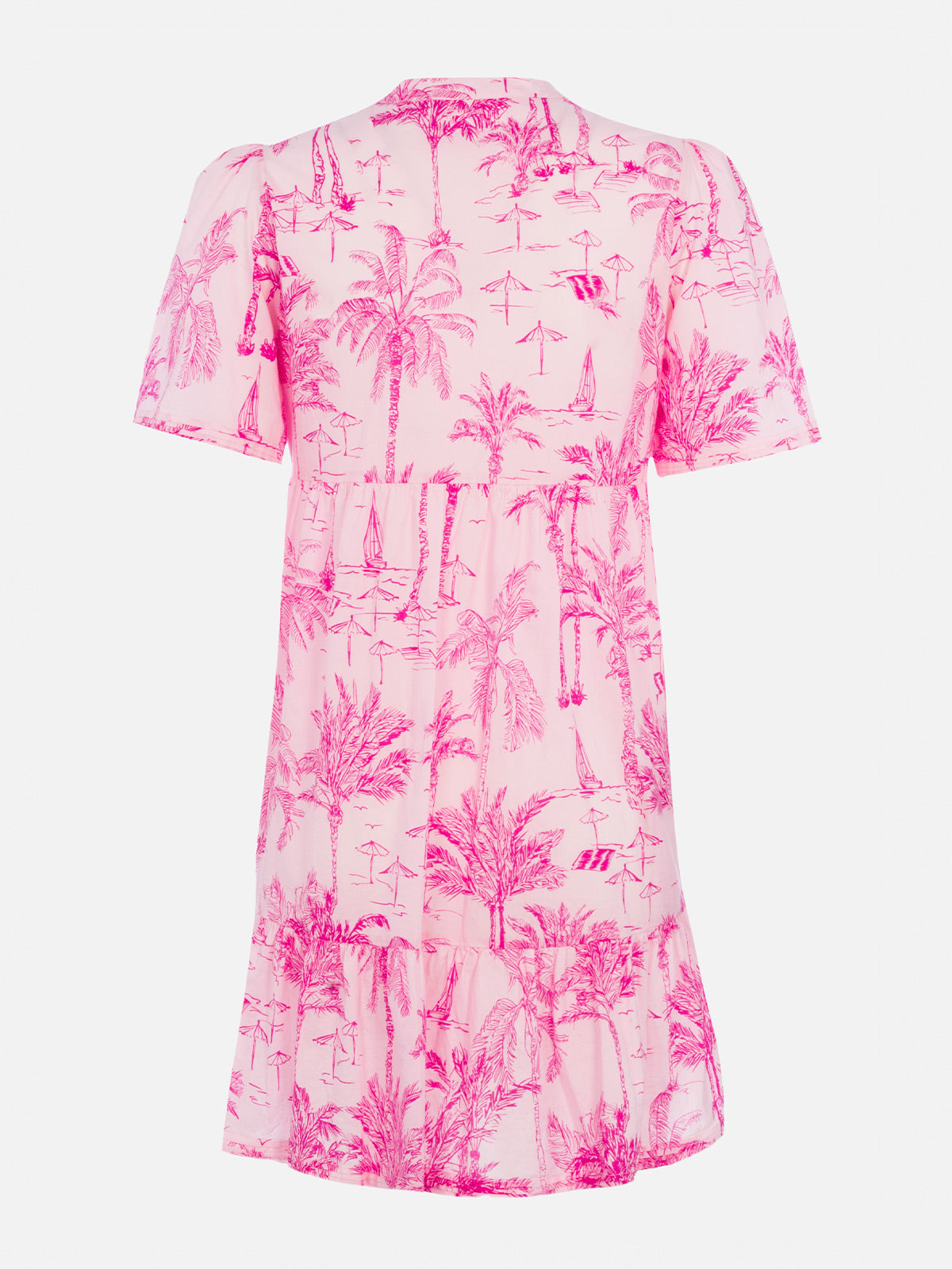 Siara Toile De Jouy Cotton Voile Short Dress Pink