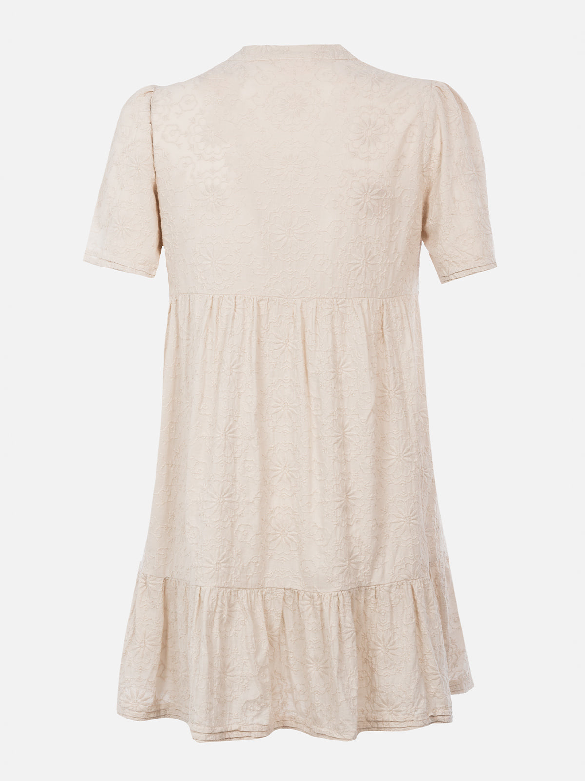 Siara Black Sangallo Cotton Short Dress White