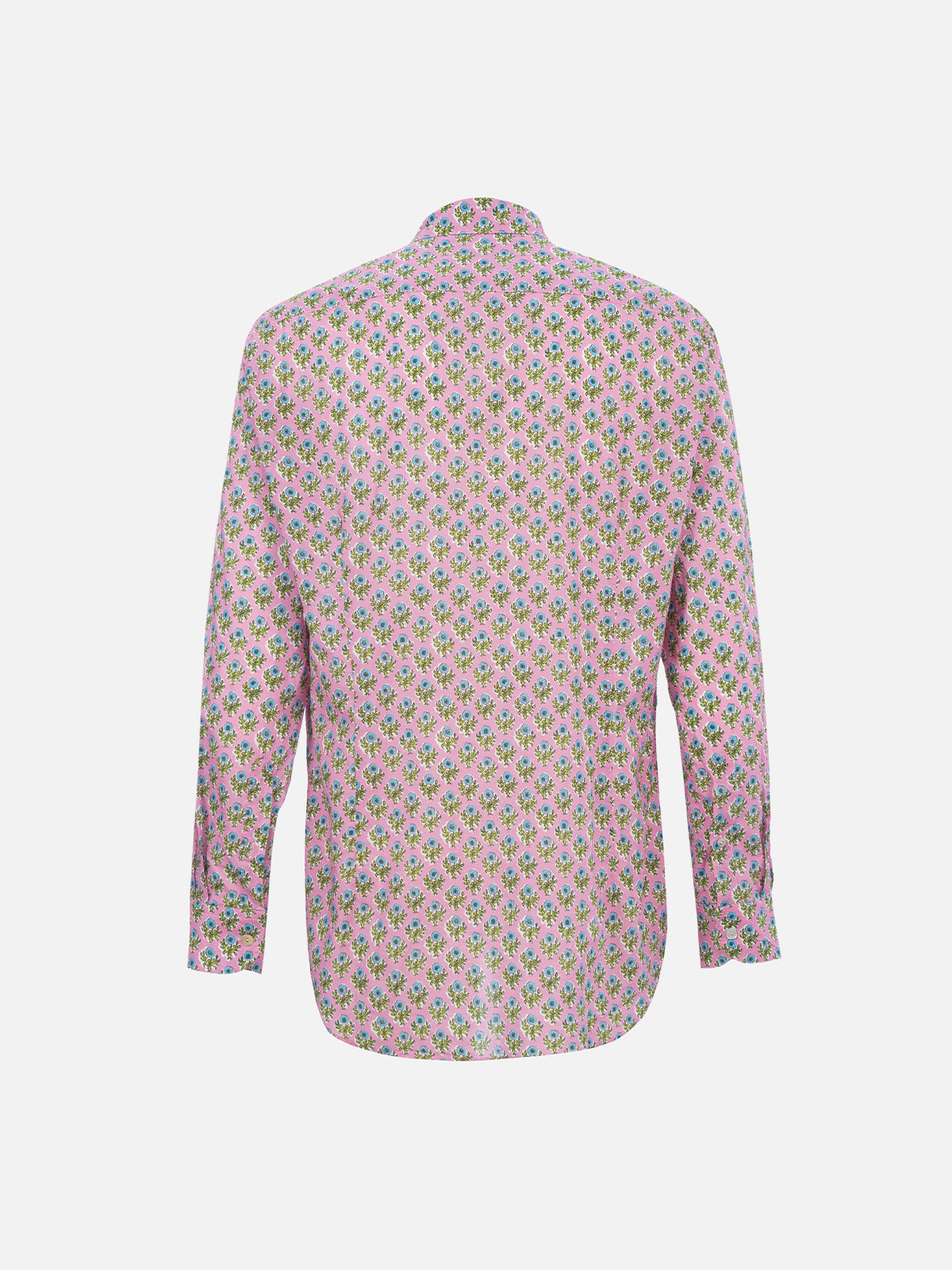 Man Muslin Cotton Shirt Sikelia With Radical Flower Print Pink