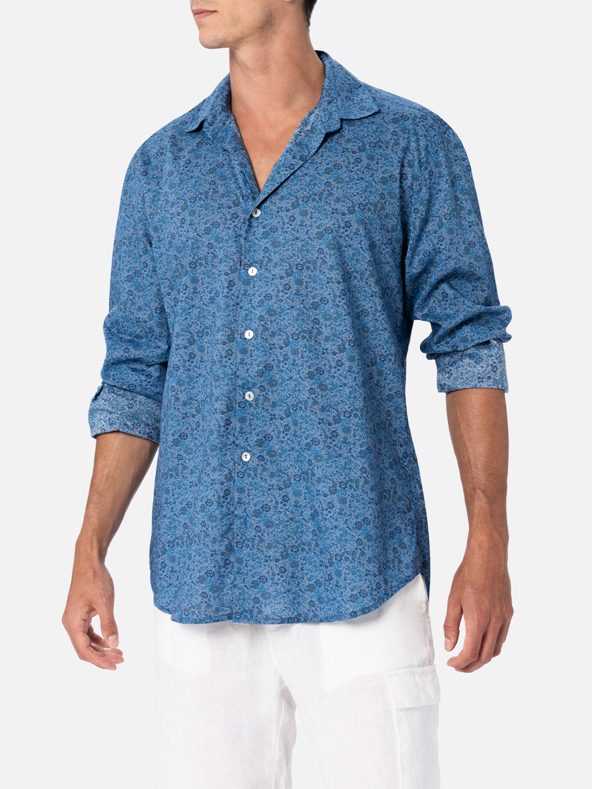 Man Emma & Georgina Muslin Cotton Shirt Sikelia | Made With Liberty Fabric Blue