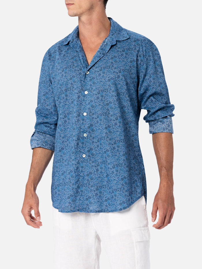 Man Emma & Georgina Muslin Cotton Shirt Sikelia | Made With Liberty Fabric Blue