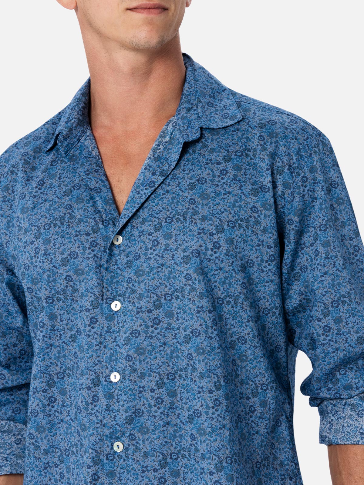 Man Emma & Georgina Muslin Cotton Shirt Sikelia | Made With Liberty Fabric Blue