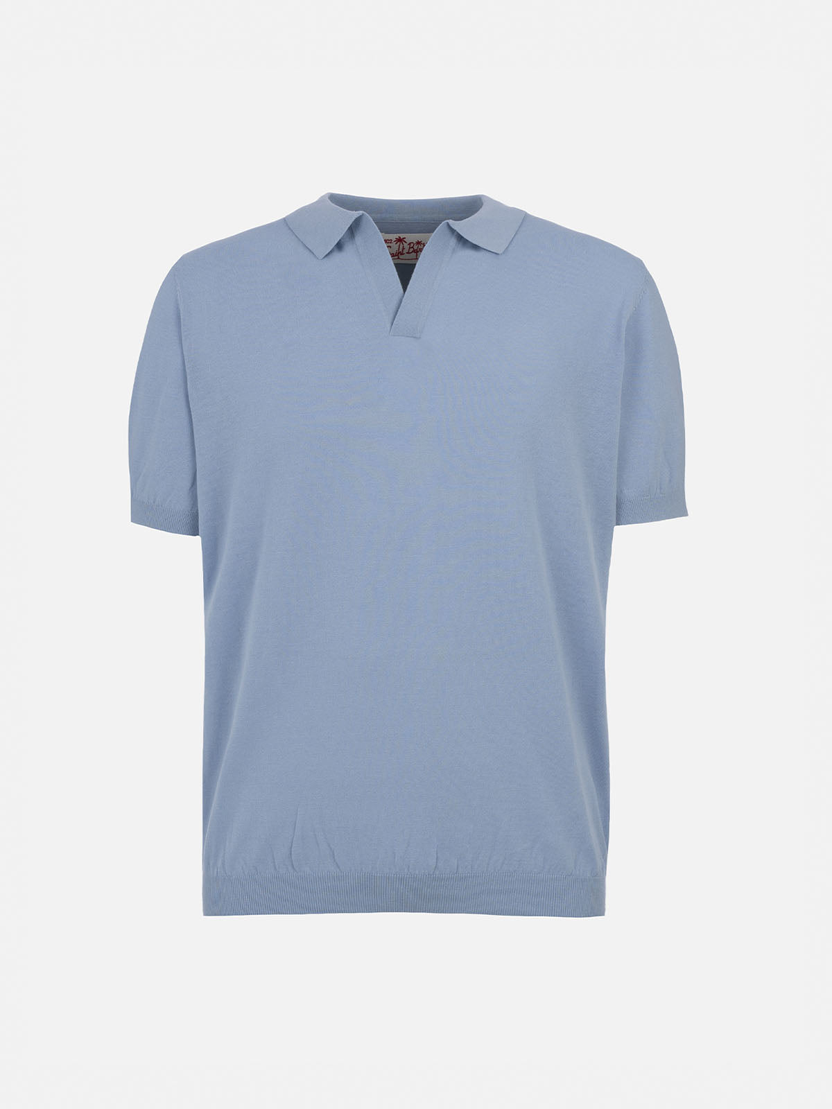 Boy Light Blue Knitted Polo Shirt Sloan Jr Sky Knitwear