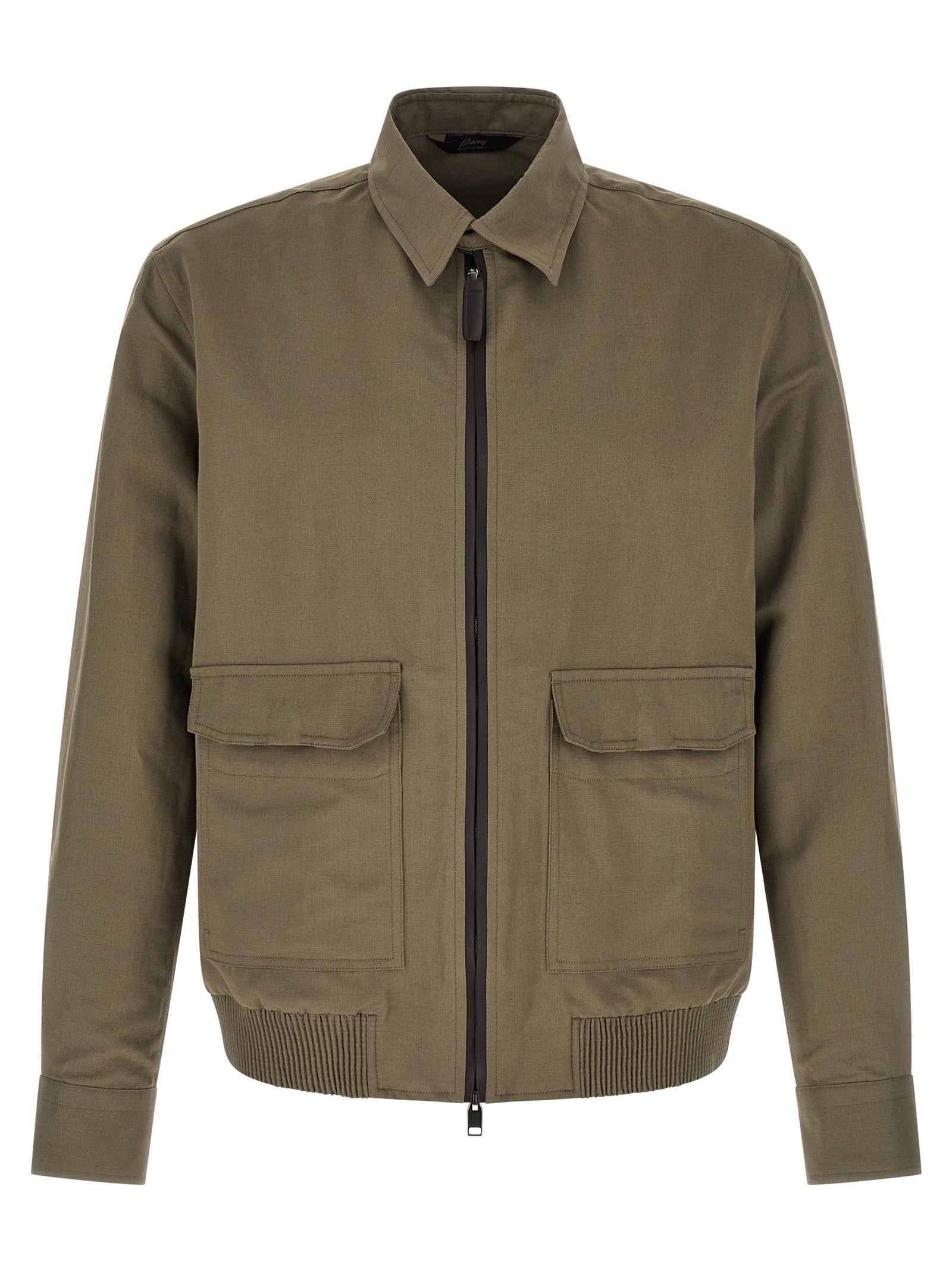 Linen cotton blouson Green Down Jacket, Parka, Casual Jackets