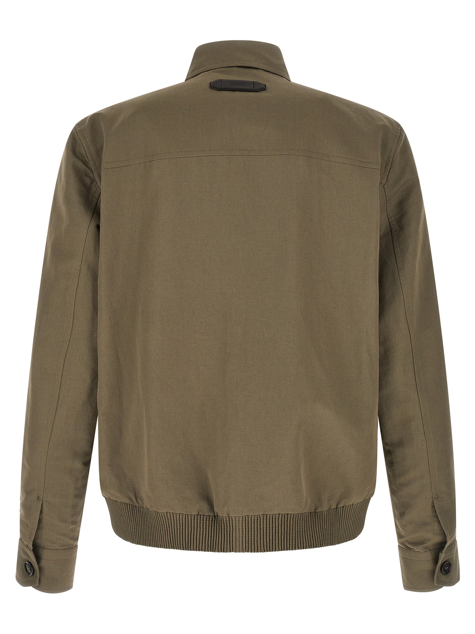 Linen cotton blouson Green Down Jacket, Parka, Casual Jackets
