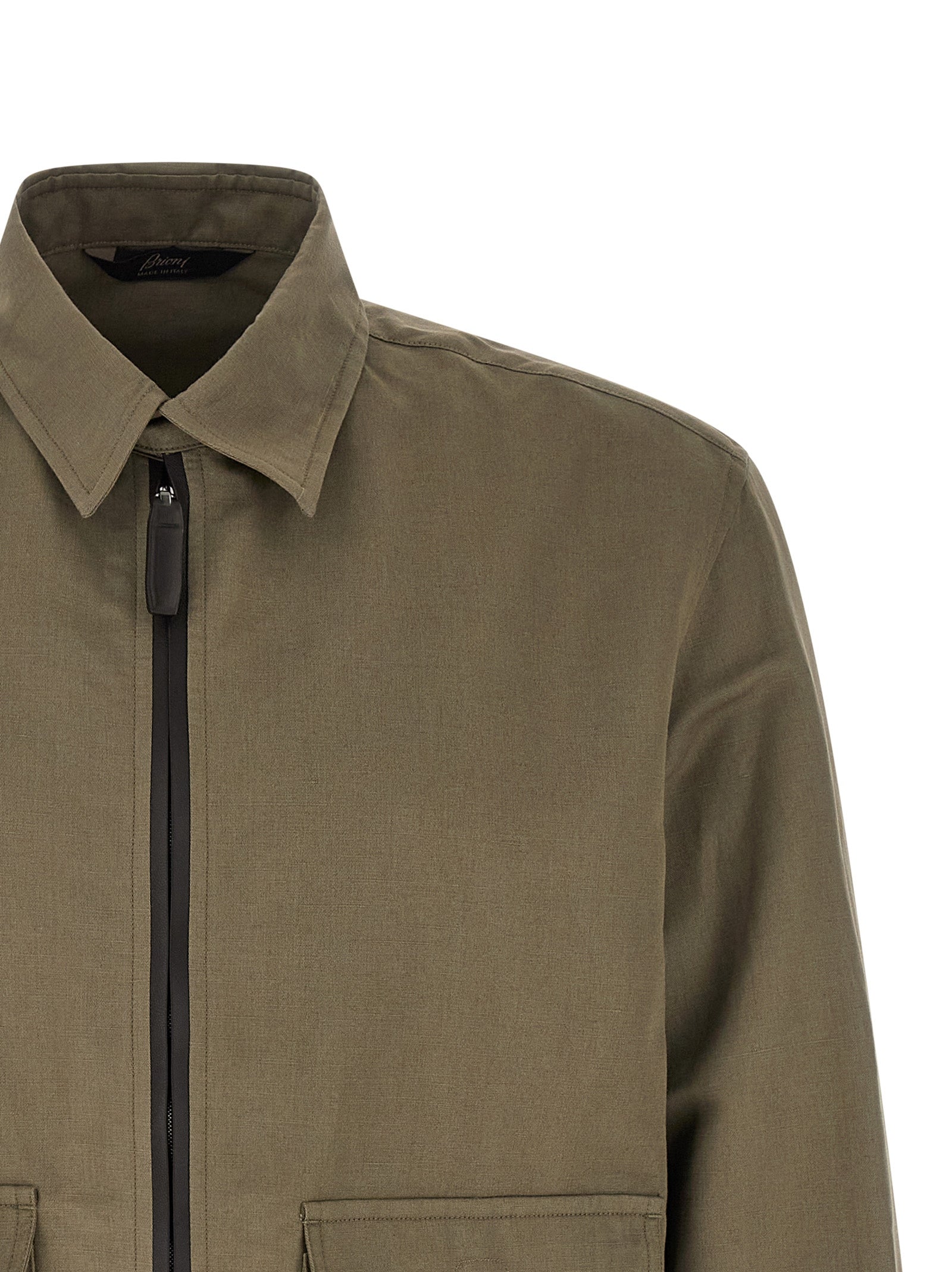 Linen cotton blouson Green Down Jacket, Parka, Casual Jackets