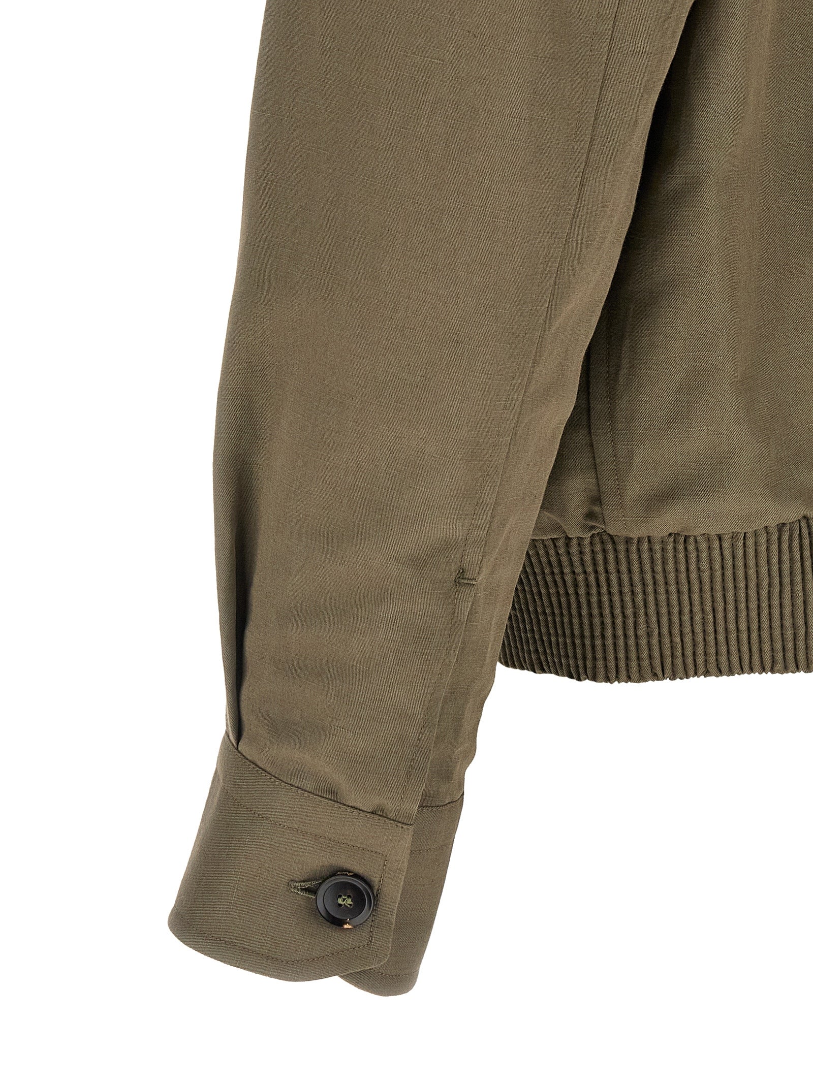 Linen cotton blouson Green Down Jacket, Parka, Casual Jackets