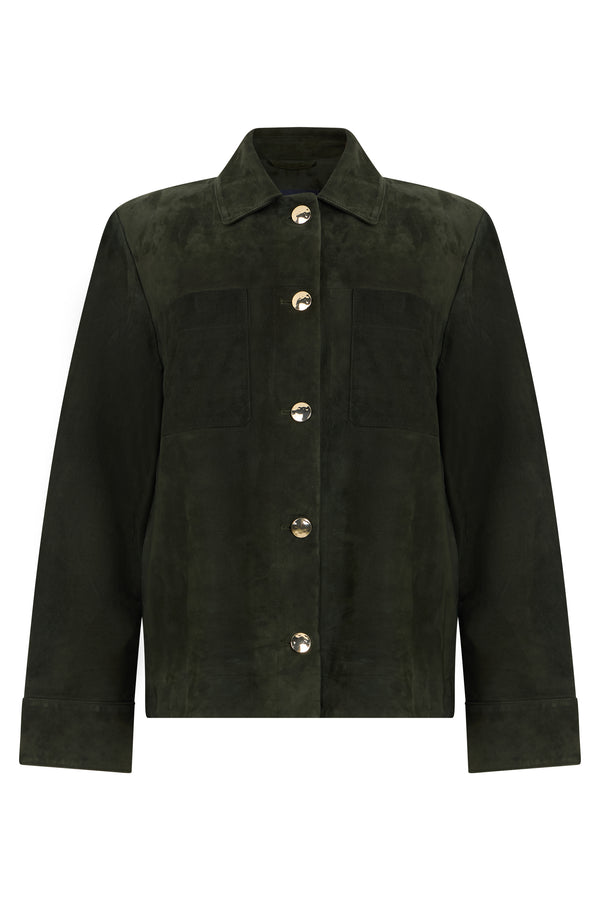 Suede Jacket Green Lambskin Leather
