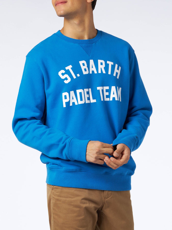 Cotton Sweatshirt With St. Barth Padel Team Print Blue