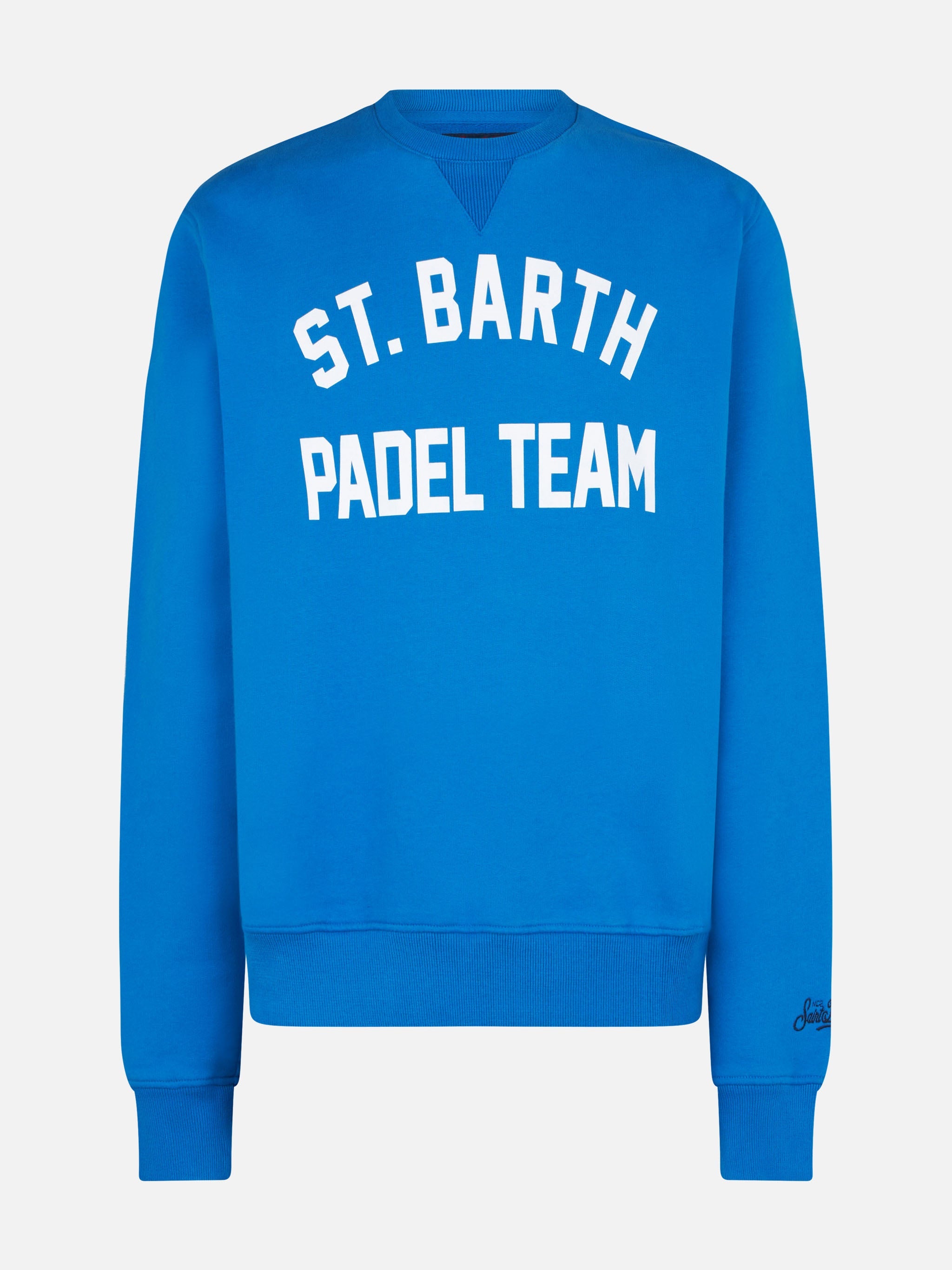 Cotton Sweatshirt With St. Barth Padel Team Print Blue