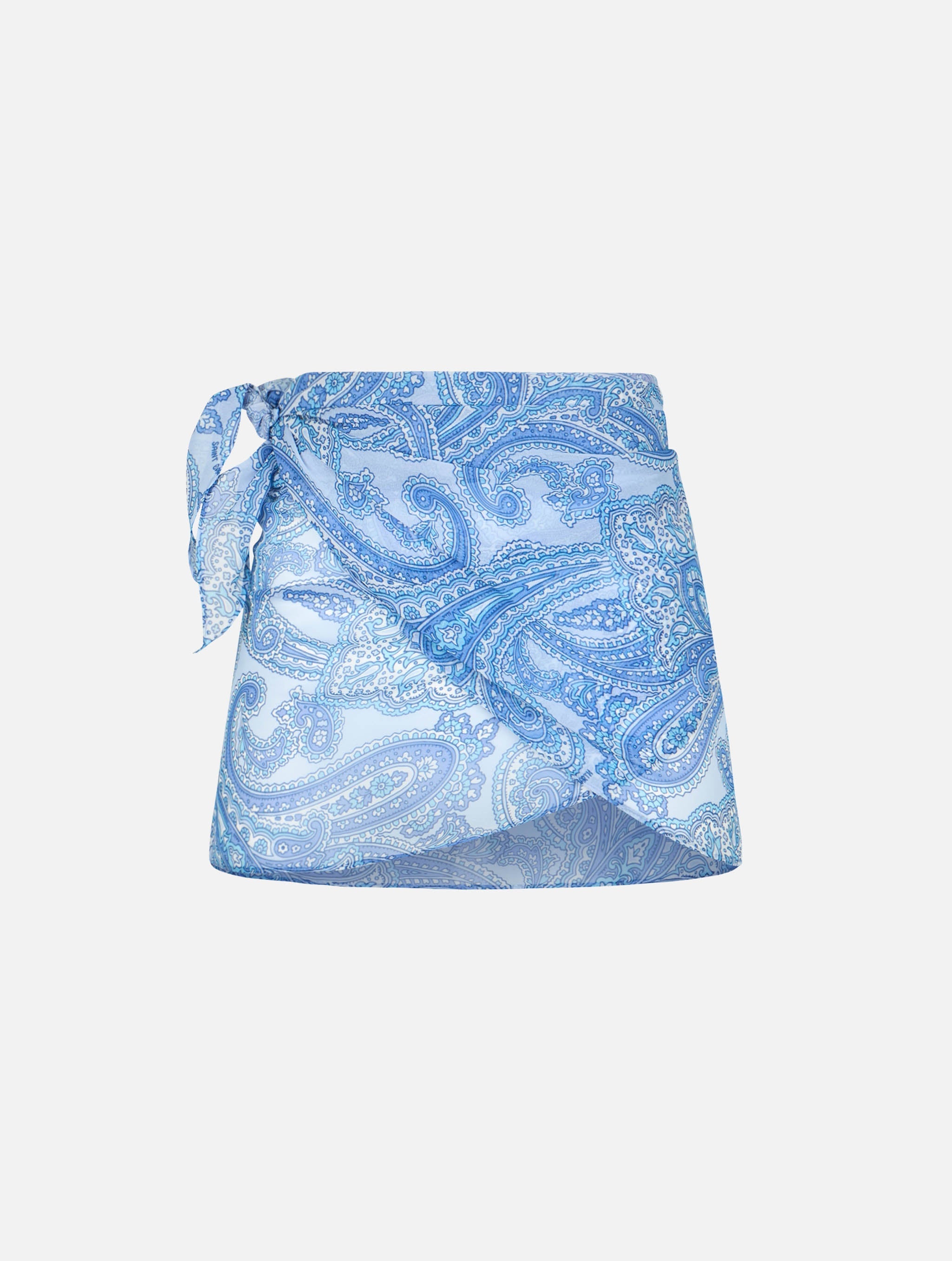 Sery Paisley Short Pareo Blue Sarong
