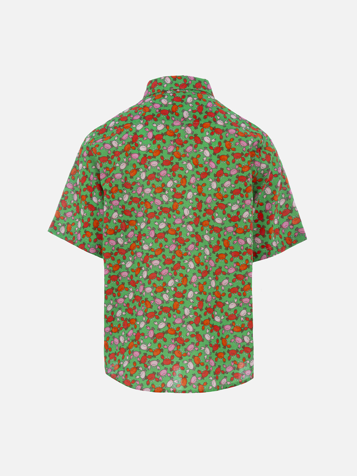 Boy Muslin Cotton Shirt Sharouk With Crabs Print Green